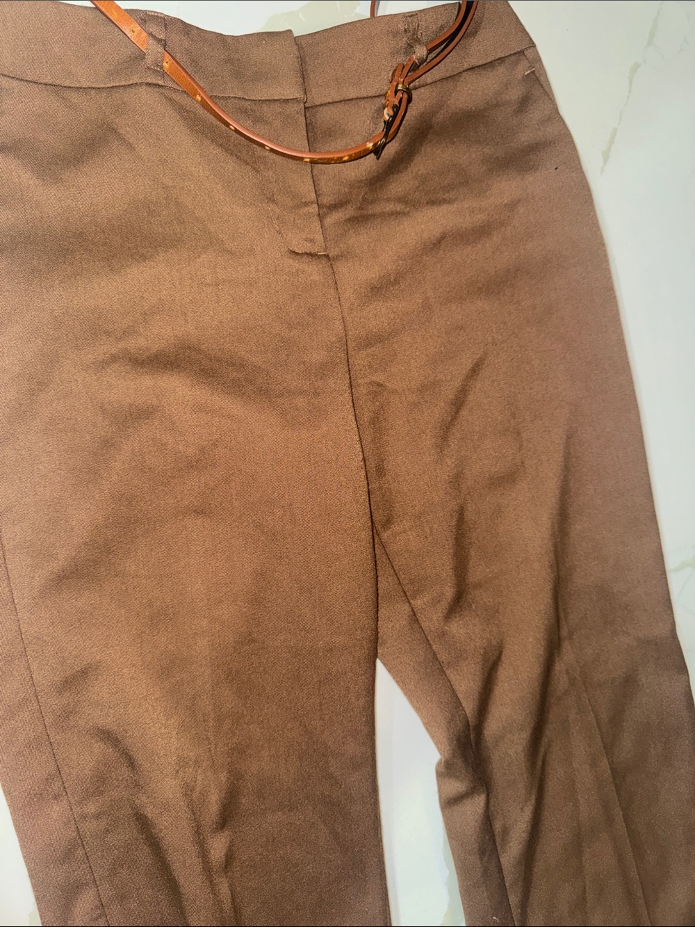 Classic Brown Trousers with Slim Belt